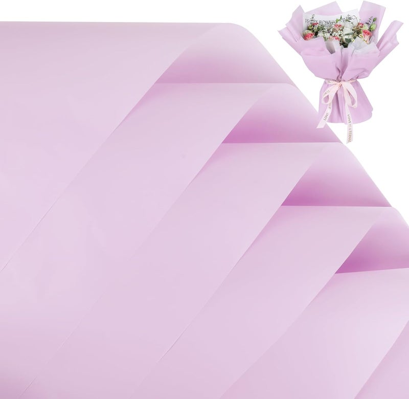 FUHITIM 20 Sheets Flower Wrapping Paper -Waterproof Floral Bouquet Wrapping Paper Used for DIY Crafts, Gift Packaging, Florist Supplies Packaging Paper for Wedding Birthday Gift (Misty Light Purple) - Image 1